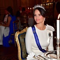 Sofia de Suecia con su tiara nupcial en la cena de gala por la Visita de Estado de los Reyes de España a Suecia