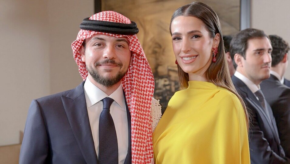 Hussein de Jordania y Rajwa Al Saif en la boda de Iman de Jordania y Jameel Alexander Thermiotis