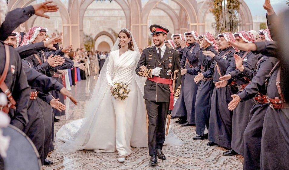Hussein y Rajwa de Jordania en la recepción de su boda