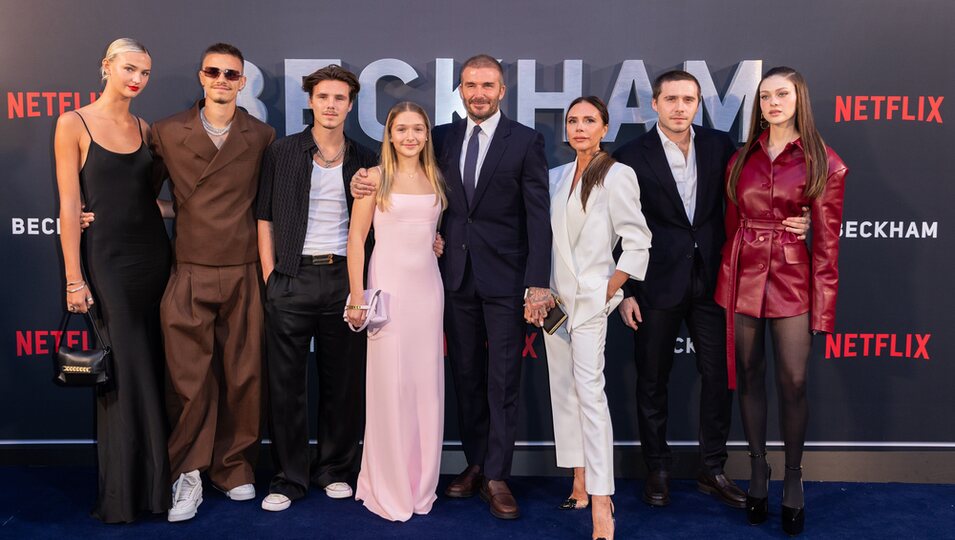 La familia Beckham en la premiere de la docuserie 'Beckham'