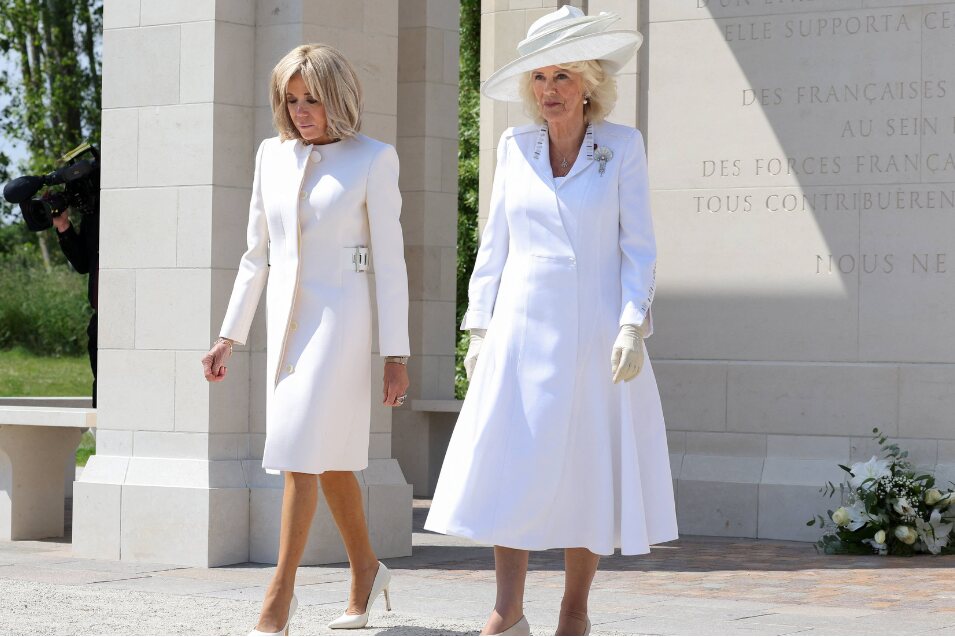 Brigitte Macron y Queen Camilla en el 80 aniversario del aterrizaje de Normandía
