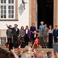 Margarita de Dinamarca con su familia en su 85 cumpleaños