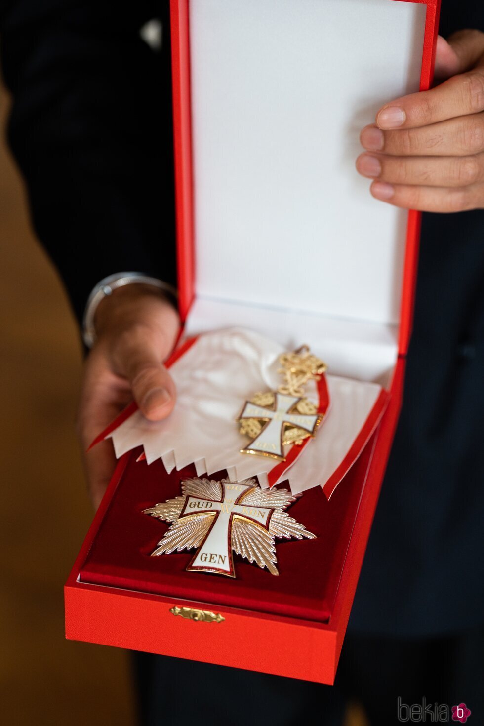 Insignias de la Gran Cruz de la Orden de Dannebrog recibidas por Nikolai y Felix de Dinamarca