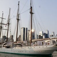 El Juan Sebastián de Elcano tras su llegada a Nueva York con la Princesa Leonor a bordo