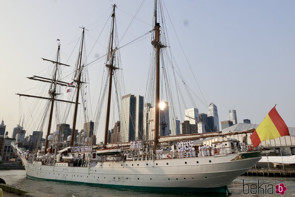 El Juan Sebastián de Elcano tras su llegada a Nueva York con la Princesa Leonor a bordo