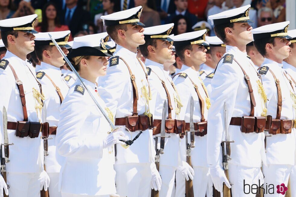 La Princesa Leonor en el acto en el que recibió la Gran Cruz del Mérito Naval con distintivo blanco en Marín