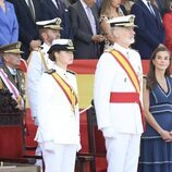 Los Reyes Felipe y Letizia, la Princesa Leonor y la Infanta Sofía en el acto en el que la Princesa Leonor recibió la Gran Cruz del Mérito Naval