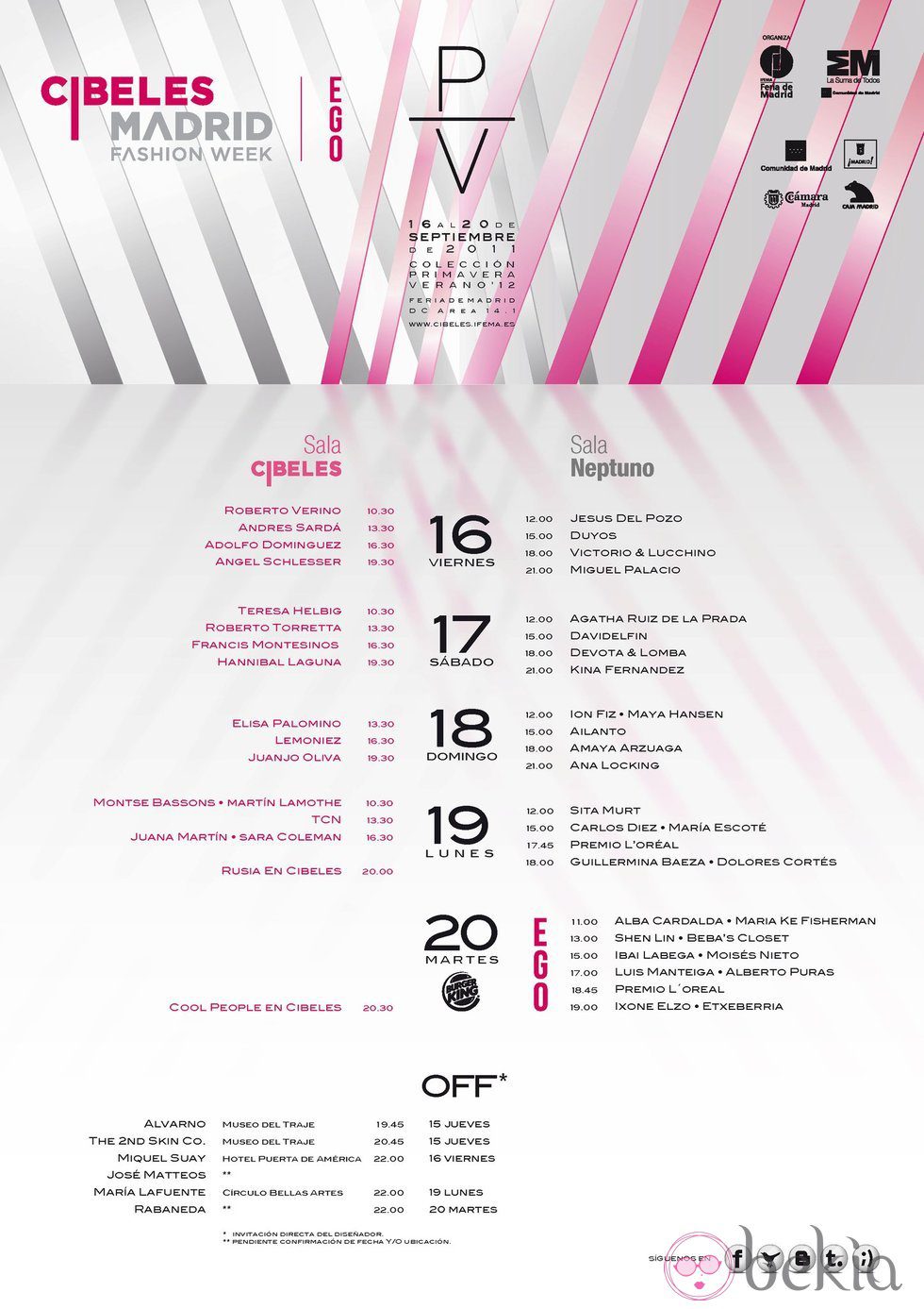 Calendario de Cibeles Madrid Fashion Week primavera/verano 2012