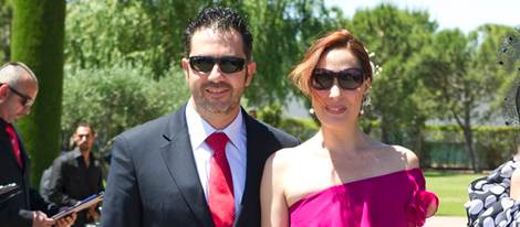 Chayo Mohedano y Andrés Fernández en la boda de Tamara Gorro y Ezequiel Garay