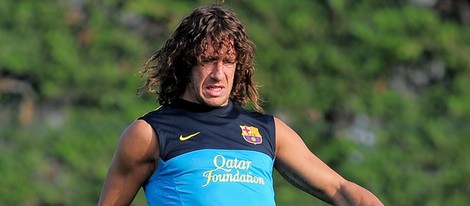 Carles Puyol entrenando tras recibir el alta médica