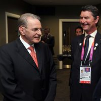 La Princesa Ana y Sir Timothy Laurence con Jacques Rogge en la clausura de Londres 2012