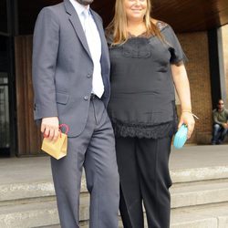 Caritina Goyanes y su marido Antonio Matos en el bautizo de Carlos Benguría Goyanes