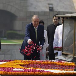 El Rey Juan Carlos homenajea a Gandhi durante su viaje oficial a la India