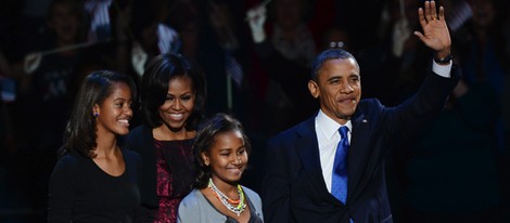 Barack Obama y su familia tras ganar las elecciones de 2012 