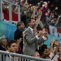 El Príncipe Felipe en el partido de balonmano España-Hungría