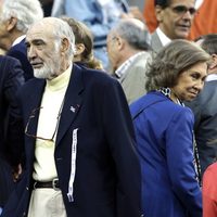 Sean Connery y la Reina Sofía en el partido entre Nadal y Djokovic en el US Open 2013