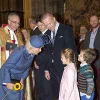 La Duquesa de Cornualles con Damian Lewis y sus hijos en una misa en la Abadía de Westminster