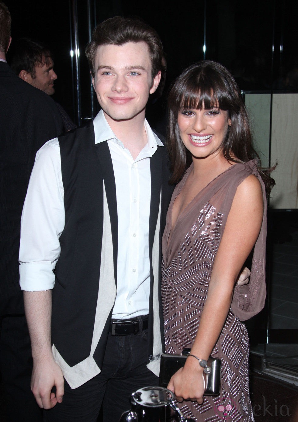 Chris Colfer y Lea Michele en la presentación de la nueva temporada de Fox
