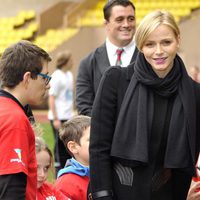 La Princesa Charlene de Mónaco en el estadio Luis II de Mónaco