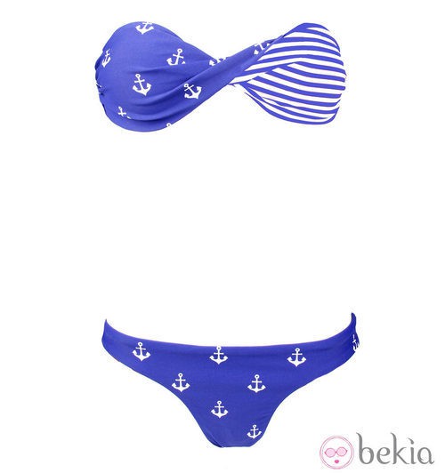 Bikini bandeau con estampado marinero de la colección de baño de Bershka 2014