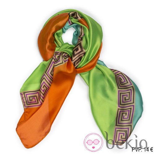 Pañuelo en naranja, verde kiwi y turquesa de la colección primavera/verano 2014 de Tantrend
