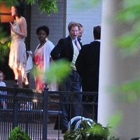 El Príncipe Harry de Inglaterra bostezando en la boda de Guy Pelly y Lizzy Wilson en Memphis