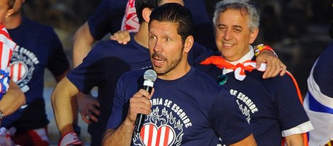 'El Cholo' Simeone durante la celebración de la Liga 2014 del Atlético de Madrid