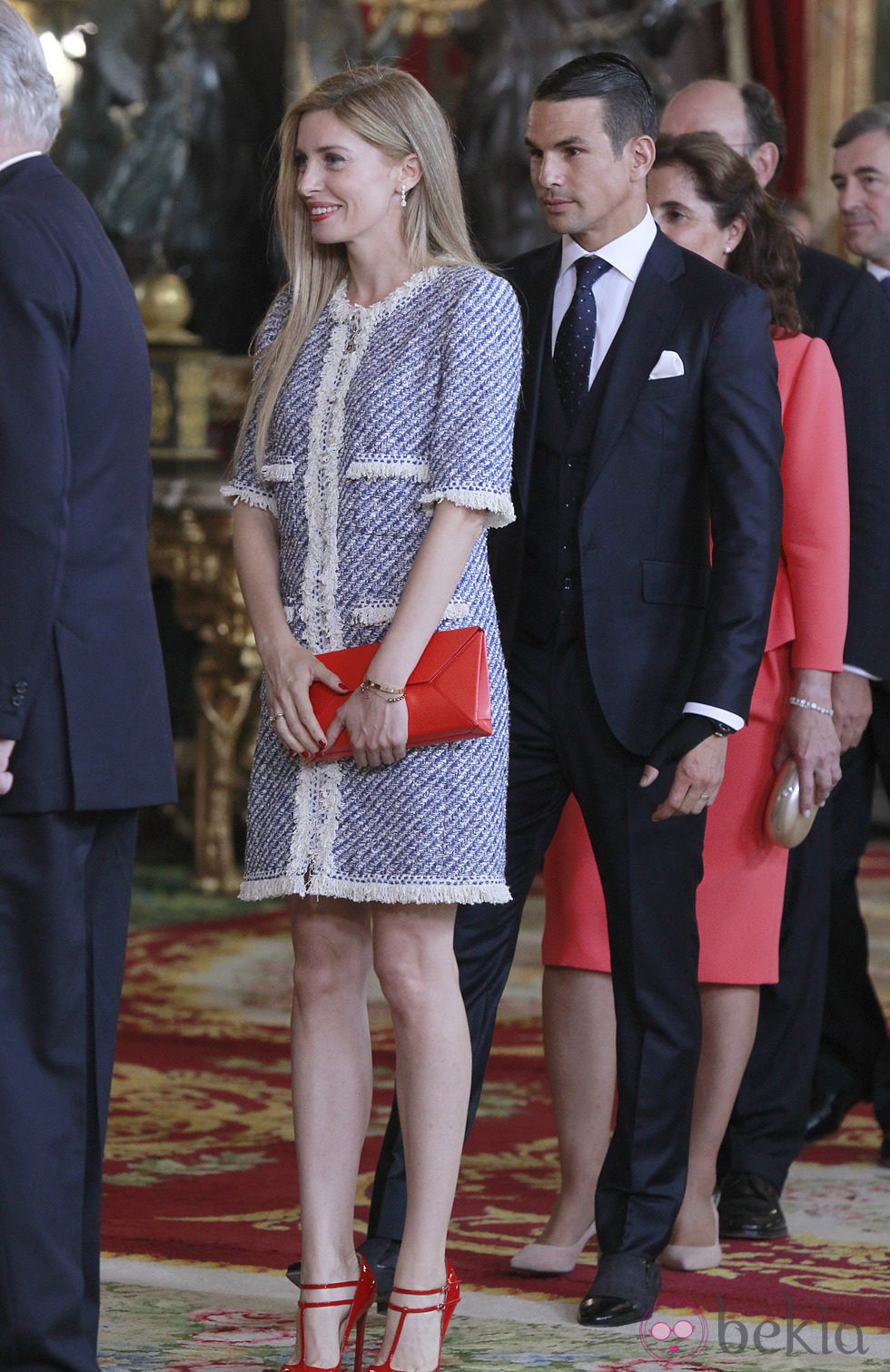 José María Manzanares y Rocío Escalona en la primera recepción de los Reyes Felipe y Letizia