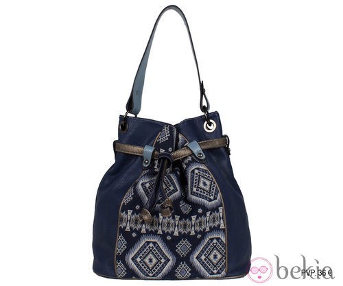 Bolso azul marino con estampado geométrico de Tantrend para verano 2014