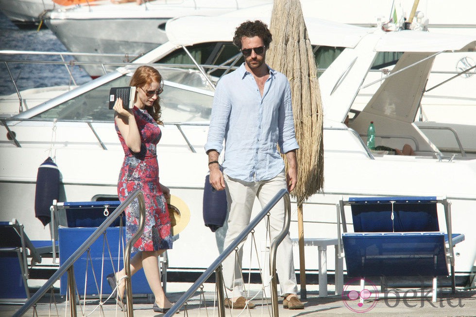 Jessica Chastain y Gian Luca Passi de vacaciones en Isquia