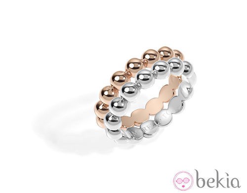 Anillos combinables de oro rosa y acero de la colección 'Bagliori' de Morellato