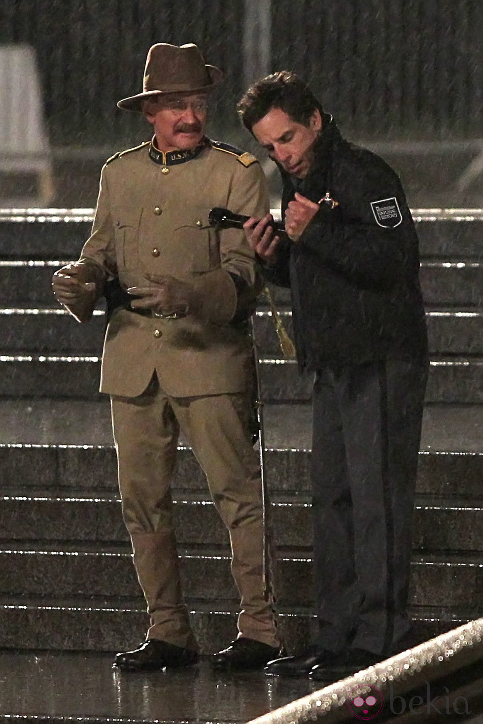 Ben Stiller y Robin Williams en el rodaje de 'Noche en el Museo 3'