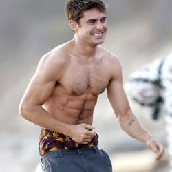 Zac Efron con el torso desnudo en la playa 'El Matador' de Malibú