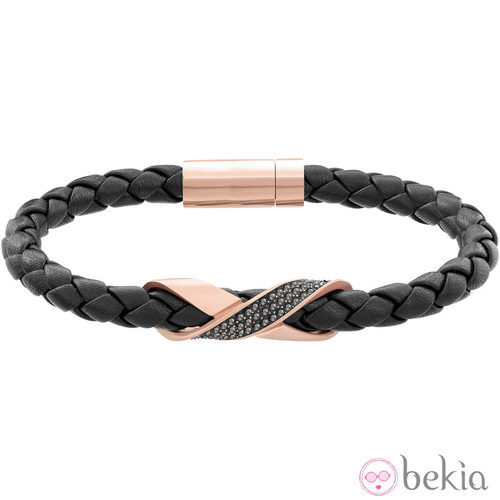 Pulsera de cuero con baño de oro rosa para hombre de la colección primavera/verano 2015 de Swarovski
