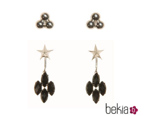 Pendientes de estrella con incrustaciones en negro de Pretty Rumour