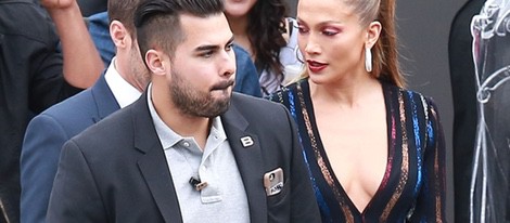 Jennifer Lopez rodando 'American Idol' antes de irse a cenar con Casper Smart