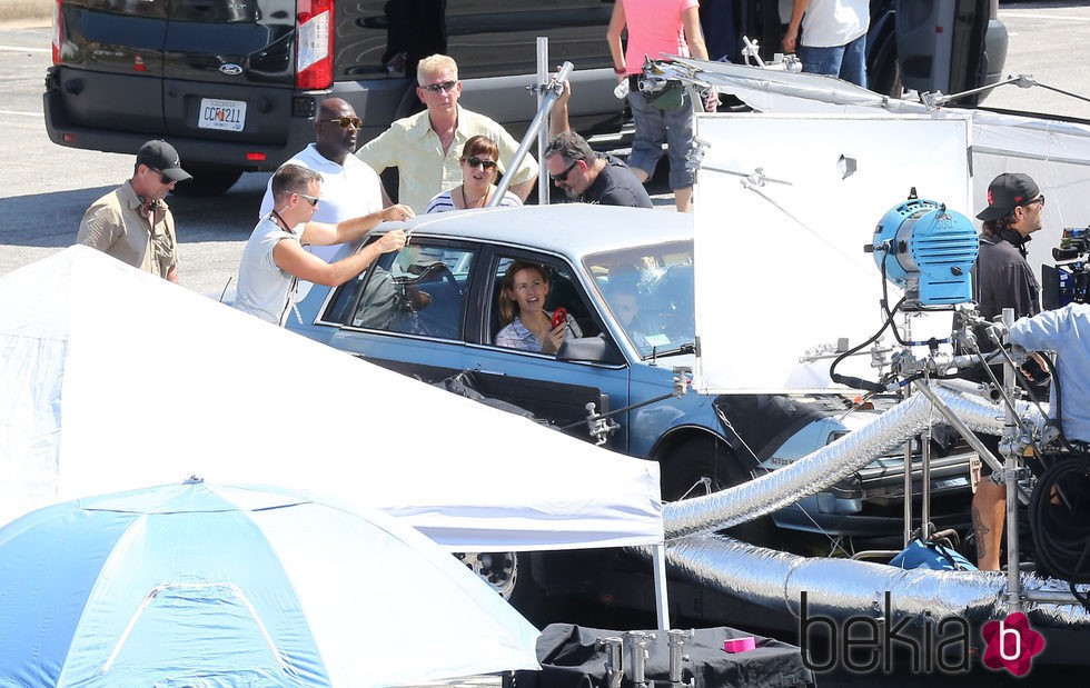 Jennifer Garner y Queen Latifah en el set de rodaje de 'Miracles From Heaven'