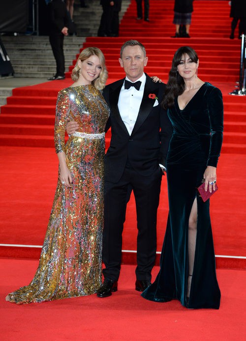 Lea Seydoux, Daniel Craig y Monica Belucci en el estreno de 'Spectre' en Londres