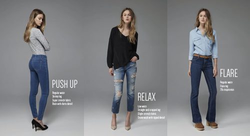 Varios modelos de vaqueros de la colección otoño/invierno 2015/2016 femenina de Bershka