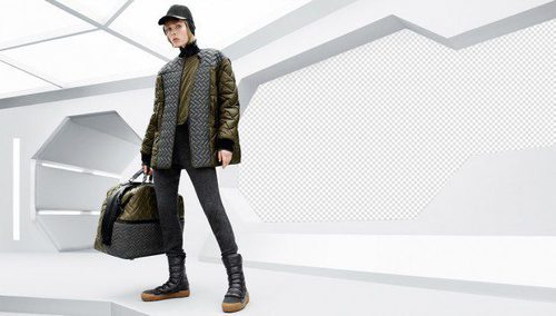 Abrigo gris y verde y maleta acolchados de la colección de H&M otoño/invierno 2015/2016