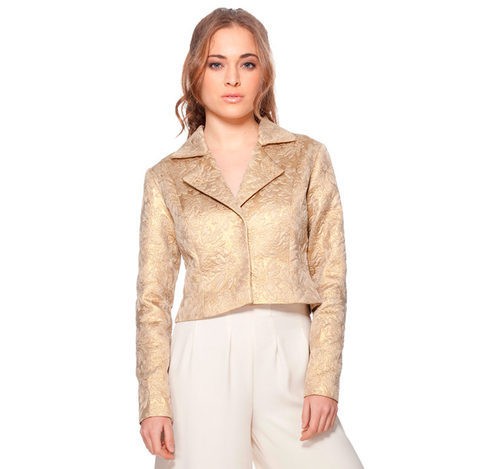 Chaqueta dorada y pantalón nude de la colección otoño/invierno 2015/2016 Dorado vs. Plata de RocknRoma