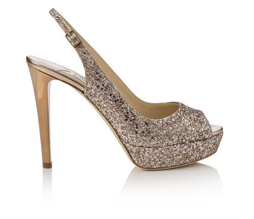Zapato de tacón peeptoe glitter de la línea Let it Shine de la colección Cruise 2015 de Jimmy Choo