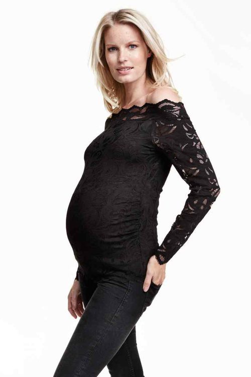 Top de encaje sin hombro de la línea premamá de H&M para la temporada AW 2015