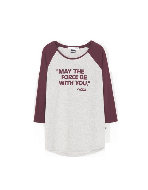 Camiseta gris de manga larga en rojo con frase de 'Star Wars' para Lefties
