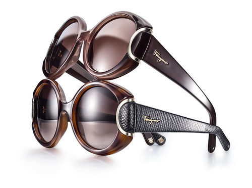 Gafas de sol marrones con cristal pardo y patillas de diseño de Salvatore Ferragamo