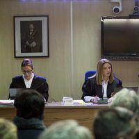 Las juezas Rocío Martín, Samantha Romero y Eleonor Moyà en el juicio por el Caso Nóos