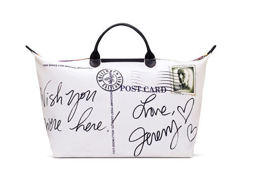 Bolso 'Le Pliage' blanco con firma de Jeremy Scott para Longchamp