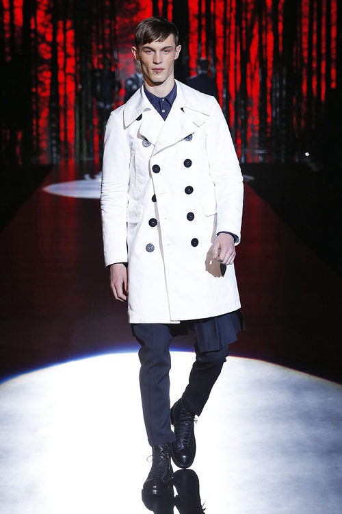 Abrigo trench blanco con doble botonadura para Dsquared2