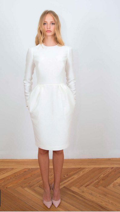 Vestido midi blanco de manga larga y falda globo de 2nd Skin Co.