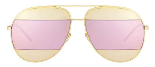 Gafas con montura dorada y cristal rosa de Dior 